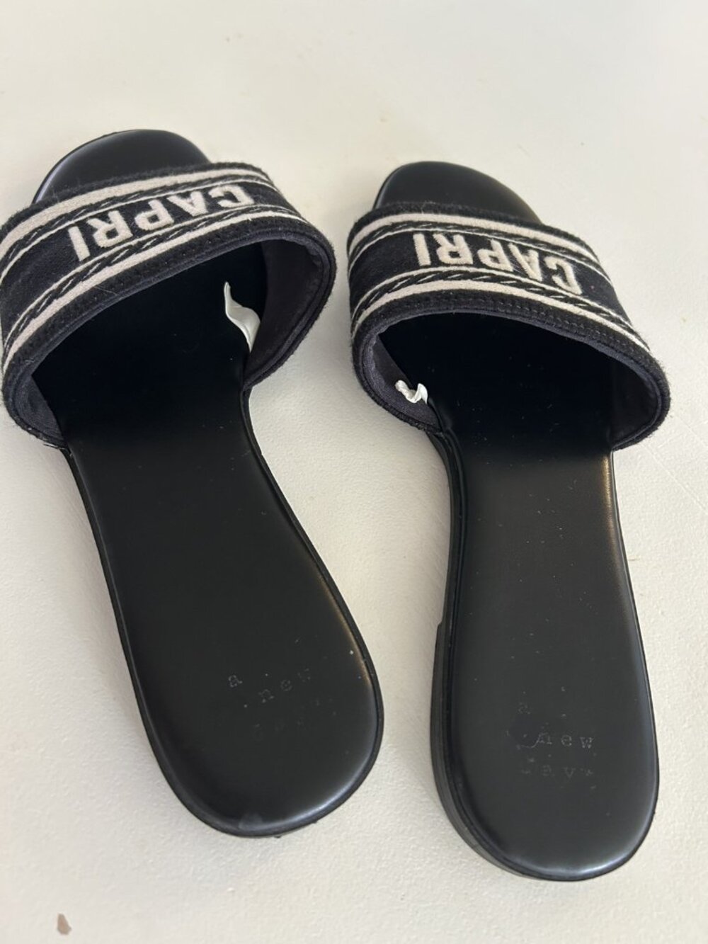 Women's Size 8 .5 Black White CAPRI Flat SlipON sandals Rubber/Canvas